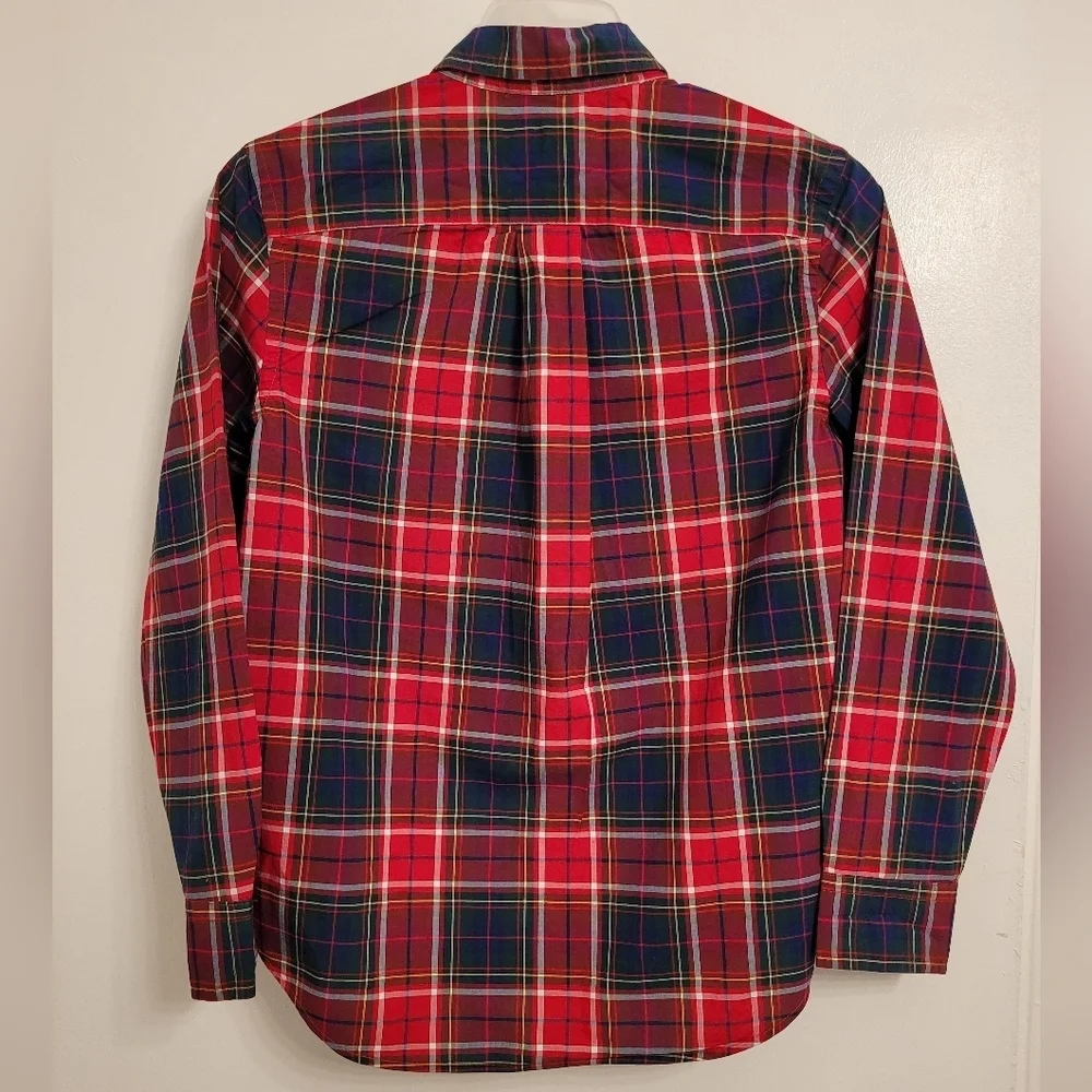 RALPH LAUREN Boys Medium 10/12 classic red plaid button-down long sleeve shirt